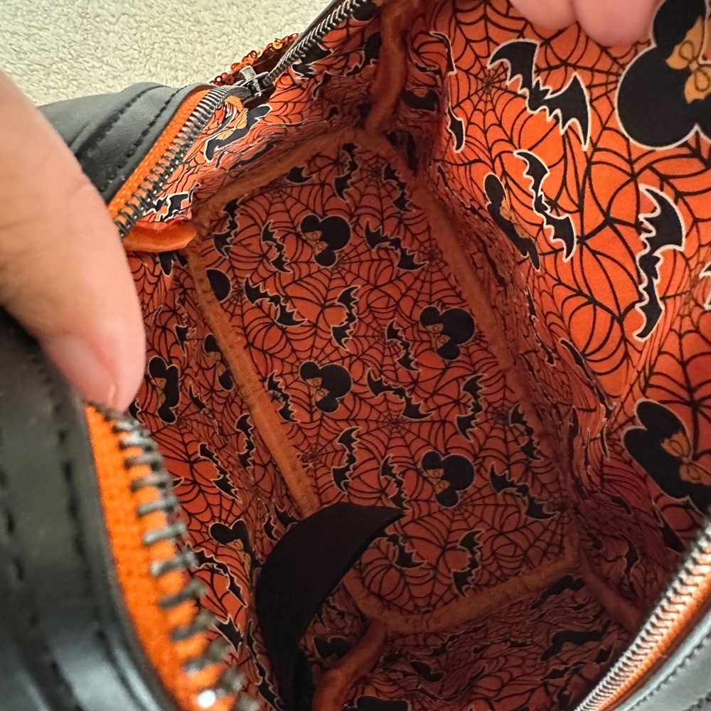 Loungefly Orange and Black Sequin Mini Backpack - Picture 4 of 11